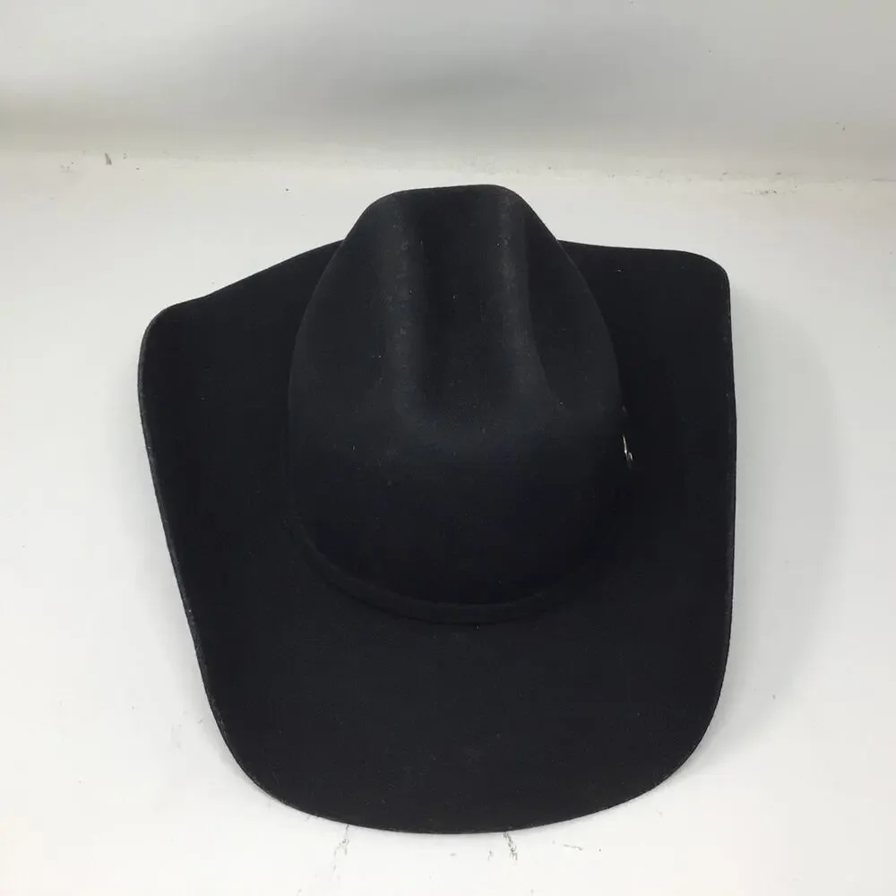 Stetson Stallion 3X Oak Ridge Wool Cowboy Hat Black Size 7 1/2 Western Used